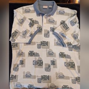 Y2K/ 90s Bugle Boy Polo Shirt. Abstract print XL